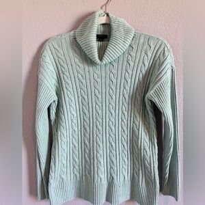 Talbots Women's Cable Knit Turtleneck Sweater - Light Green